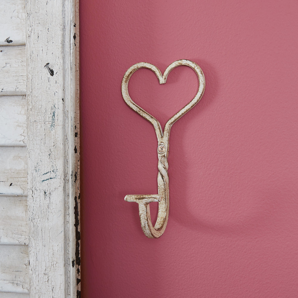 Aged Cast Iron Heart Hook - (S/4)