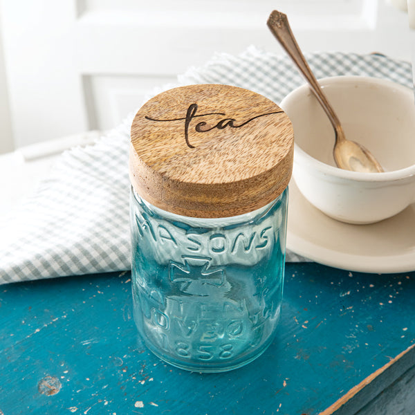 Tall Mason Jar Wood Lid - Tea - Min of 4