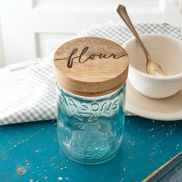 Tall Mason Jar Wood Lid - Flour - Min of 4