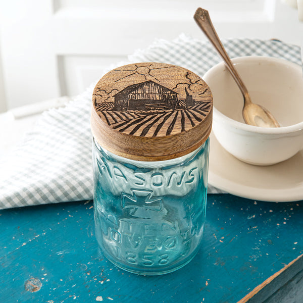 Tall Mason Jar Wood Lid - Farm - Min of 4