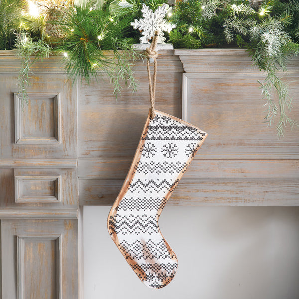 Decorative Wood Stocking - Sweater Print