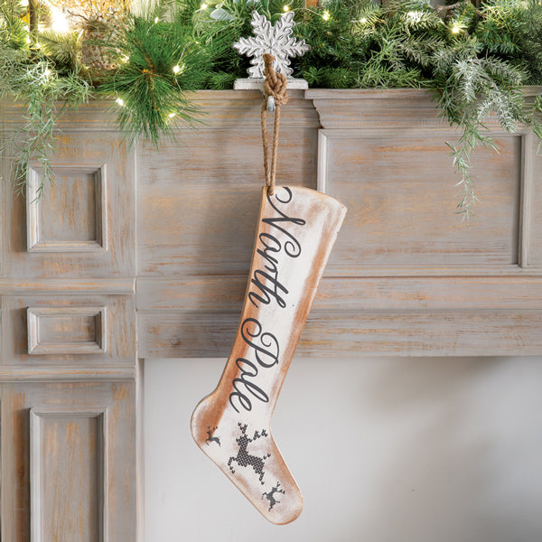 Decorative Wood Stocking - North Pole