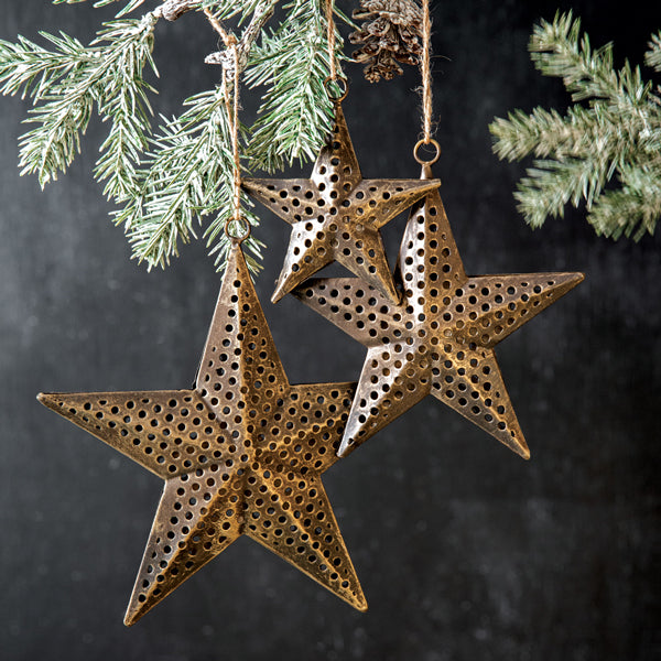 Set of Three Punched Star Ornaments