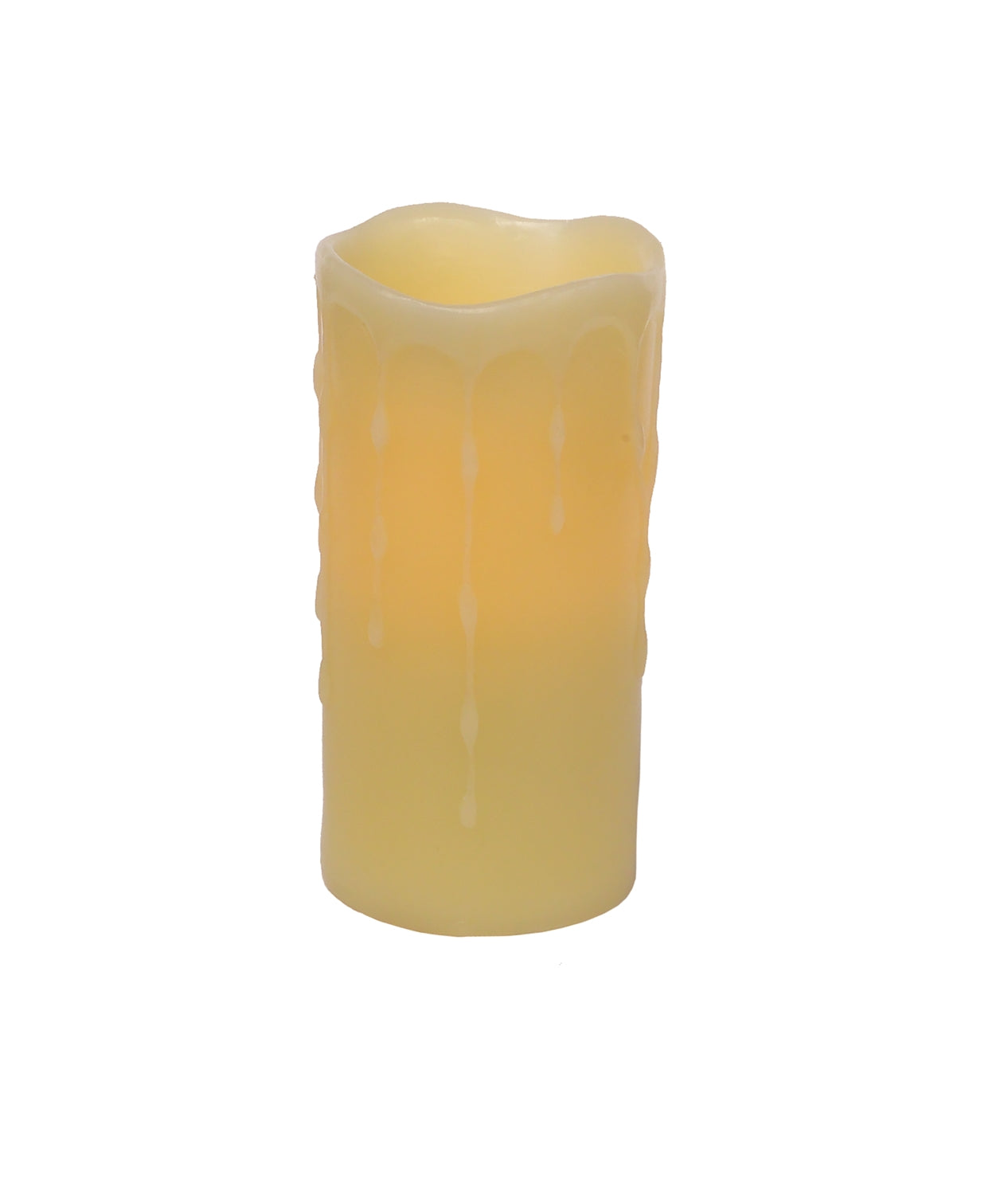 LED Wax Dripping Pillar Candle w/4 and 8 Hour Timer 3"Dx6"H Wax/ (Requires 2 C Batteries, Not