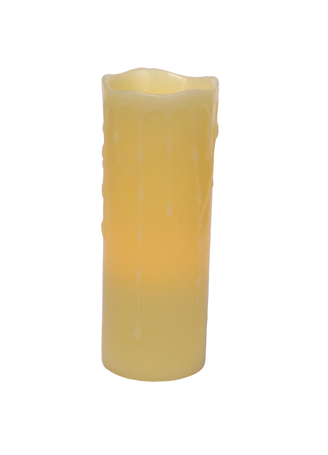 LED Wax Dripping Pillar Candle w/4 and 8 Hour Timer 3"Dx8"H Wax/ (Requires 2 C Batteries, Not