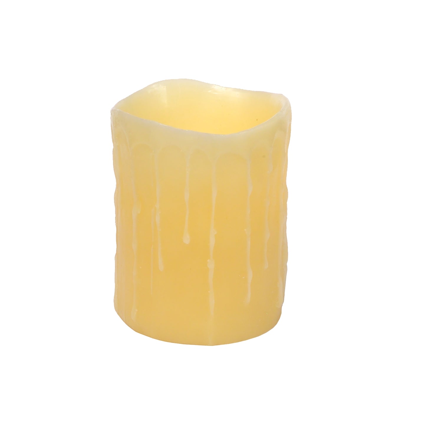 LED Wax Dripping Pillar Candle w/4 and 8 Hour Timer 4"Dx5"H Wax/ (Requires 2 D Batteries, Not