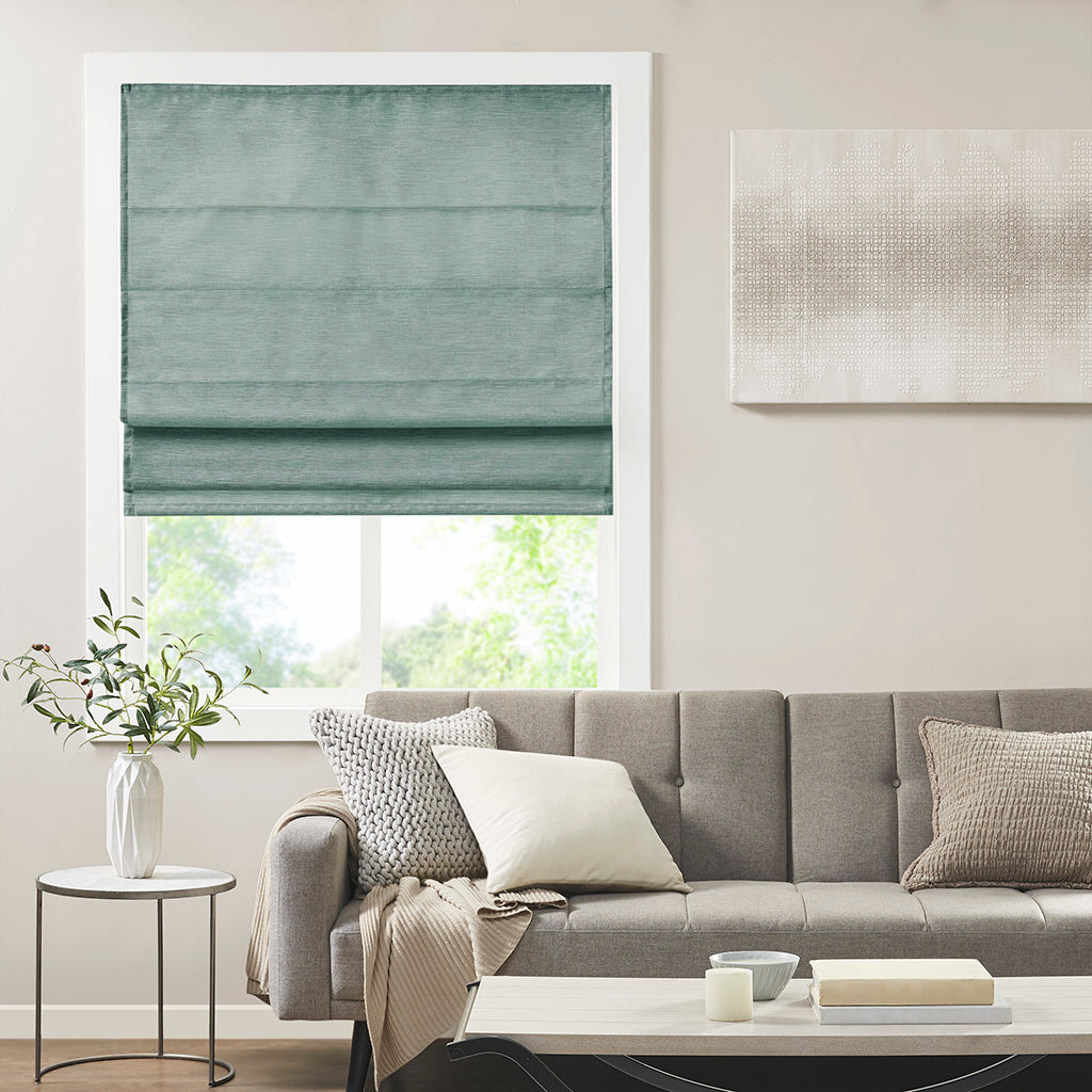 Como Printed Faux Silk Room Darkening Cordless Roman Shade