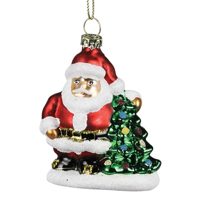 Santa with Tree Ornament - Sm