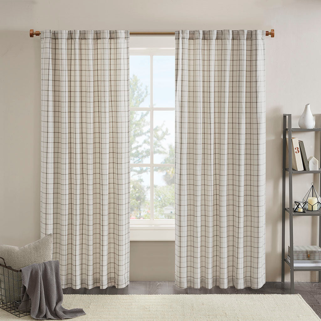 Anaheim Plaid Rod Pocket and Back Tab Curtain Panel with Fleece Lining