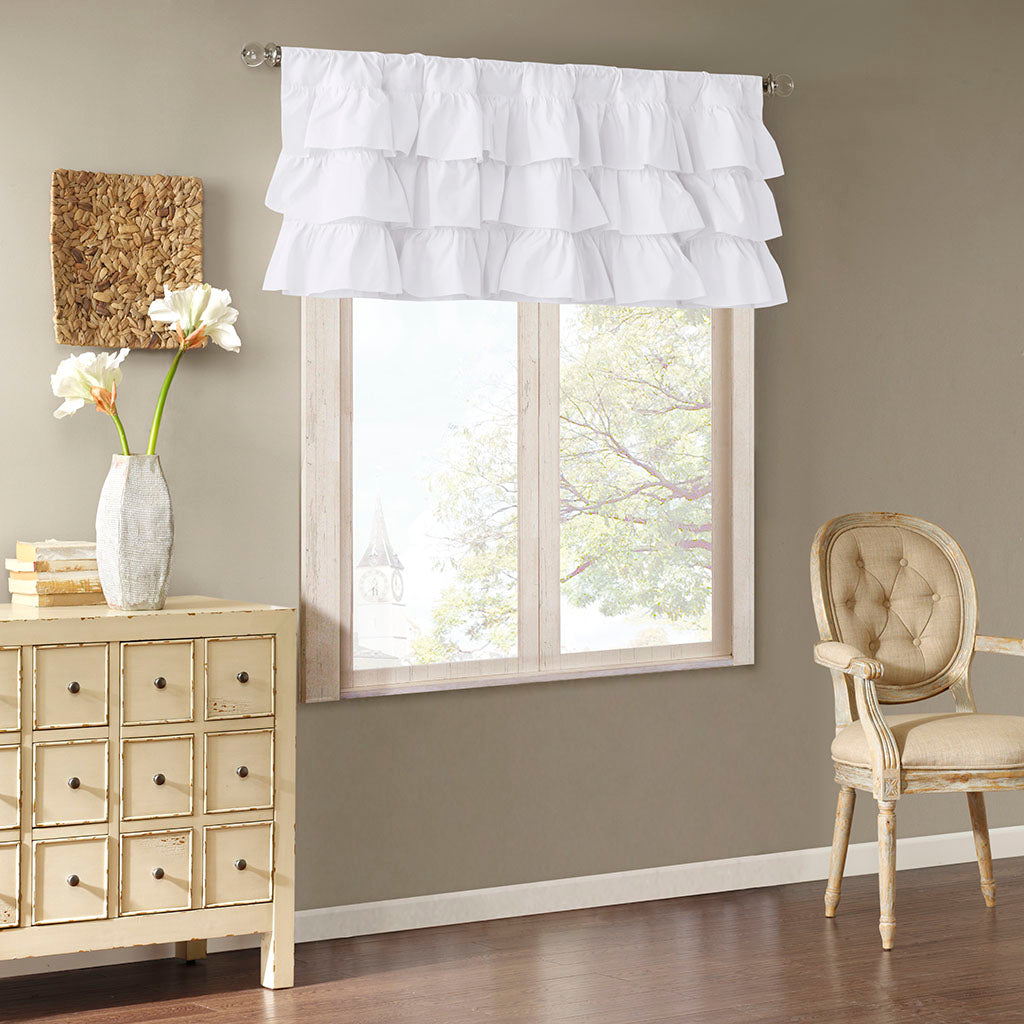 Anna Jacquard Window Rod Pocket Valance With Beads