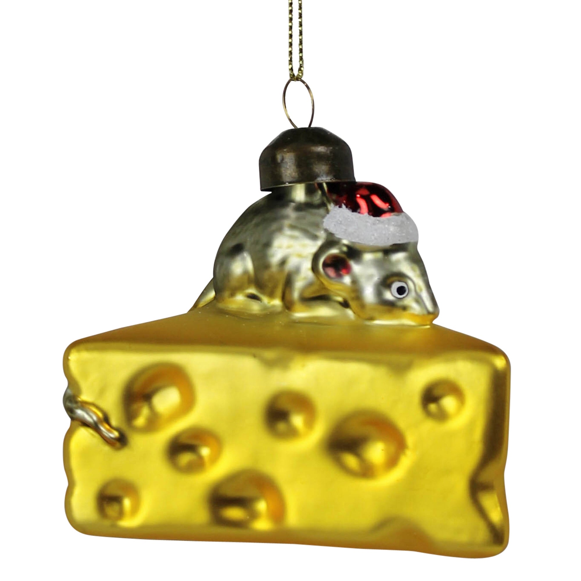 Mouse & Cheese Ornament, Glass