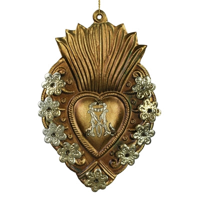 Adorned Sacred Heart Milagro Antique