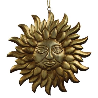 Sun Face Ornament, Antique Gold