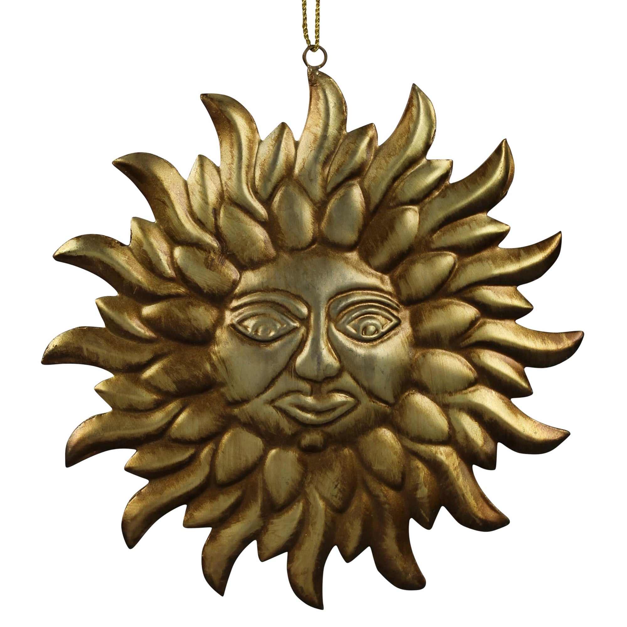 Sun Face Ornament, Antique Gold