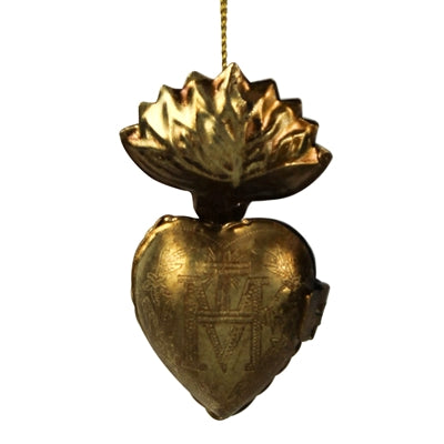 Heart Locket Ornament, Antique Gold