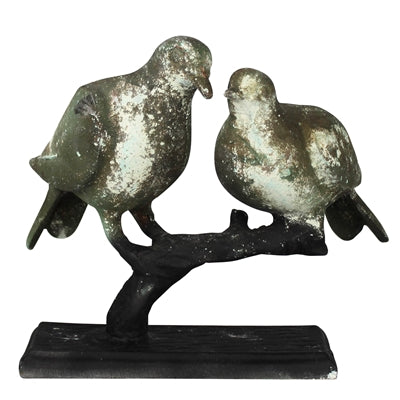 Bird Pair on Base, Vintage Green