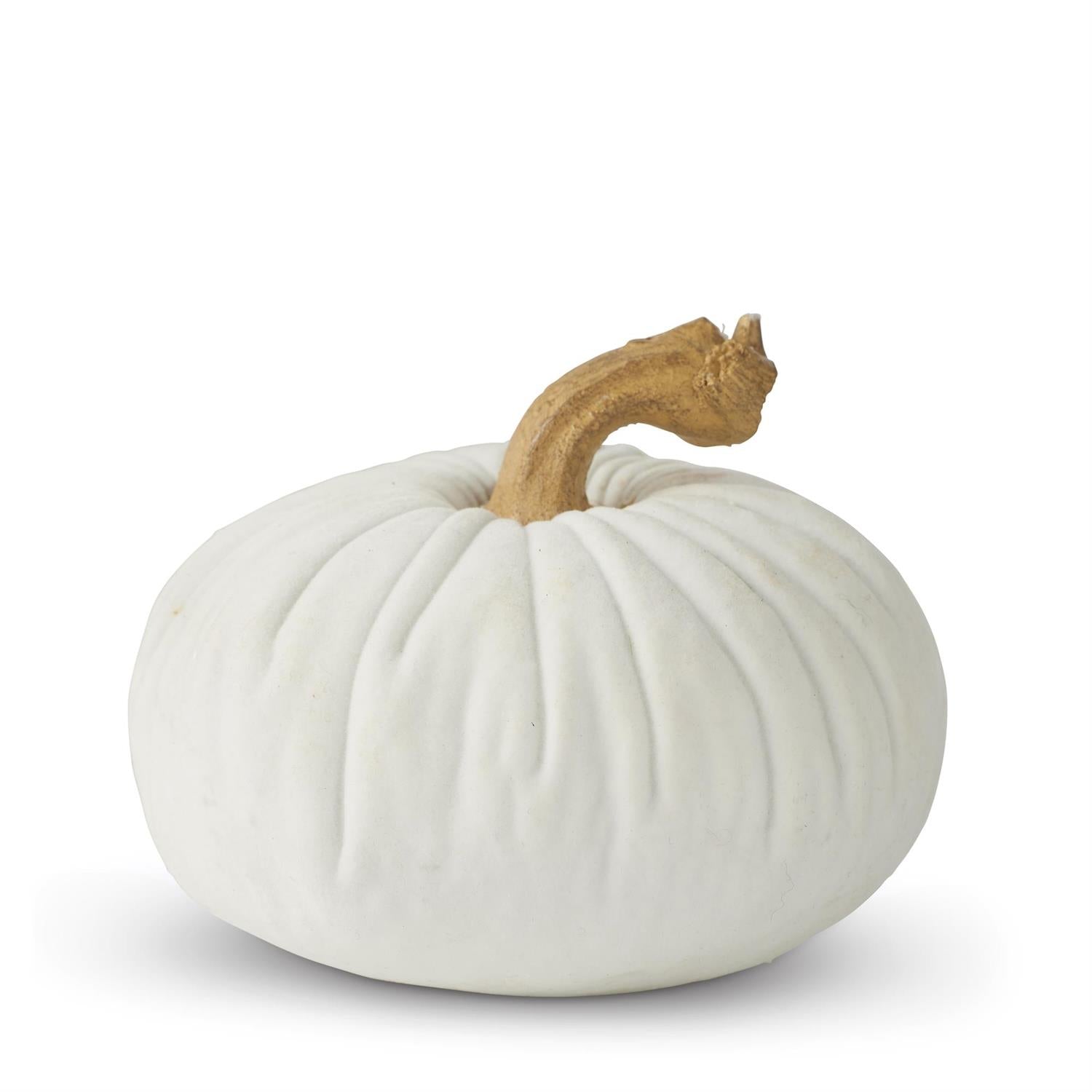 2.75" White Weighted Velvet Pumpkin