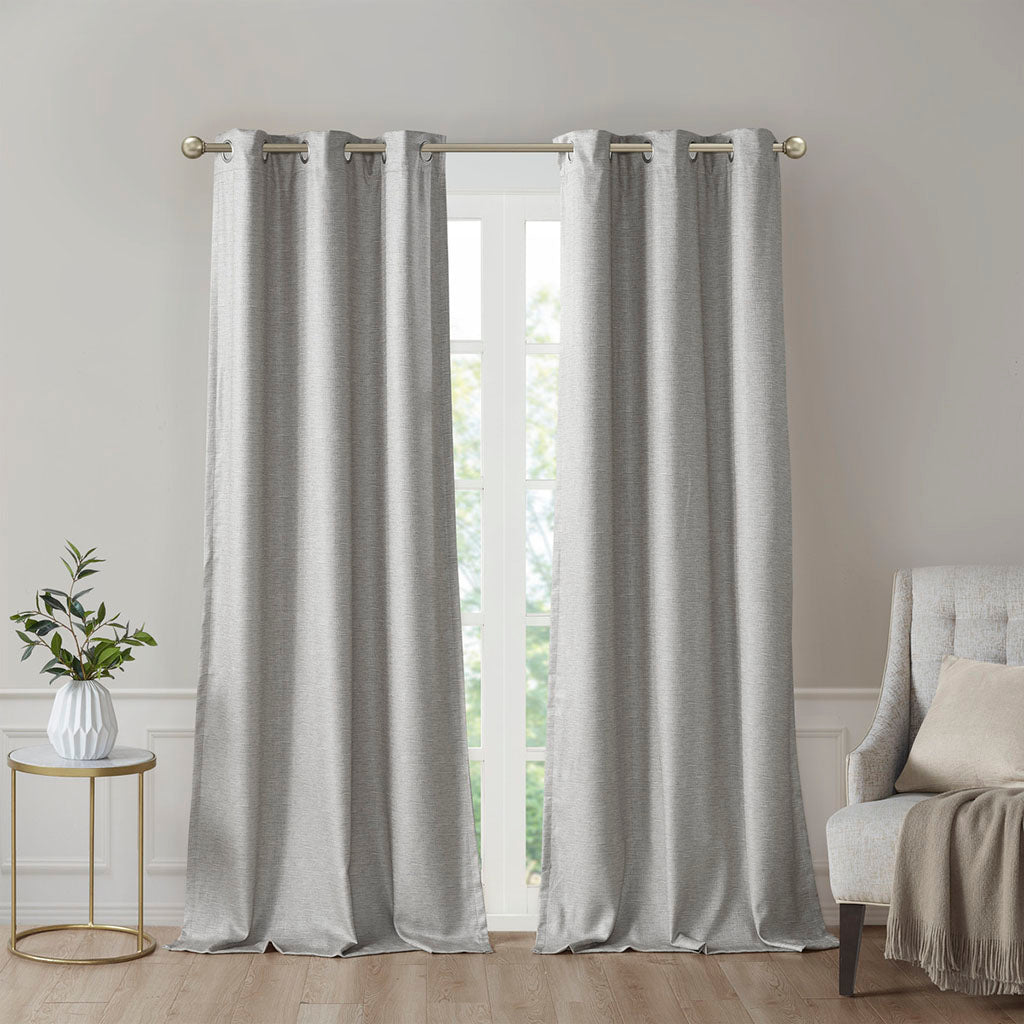 Como Tonal Printed Faux Silk Room Darkening Curtain Panel Pair