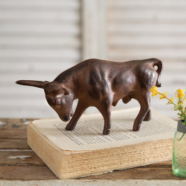Large Cast Iron Longhorn Figurine