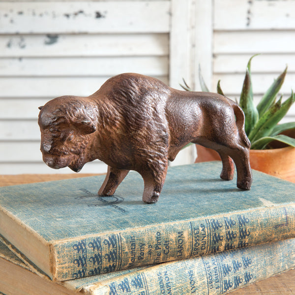 Large Cast Iron Buffalo Figurine