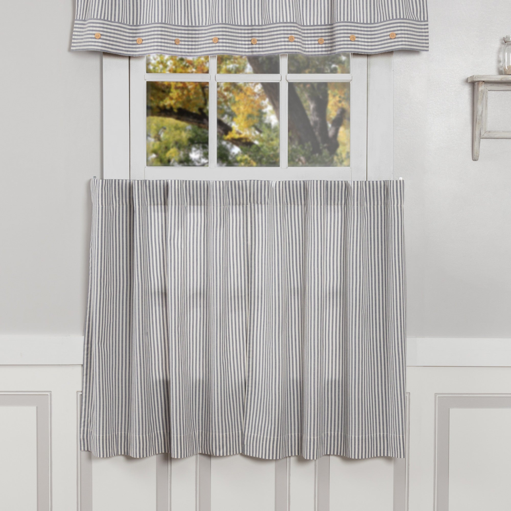 Farmhouse Ticking Blue Tier Set of 2 24Lx36W