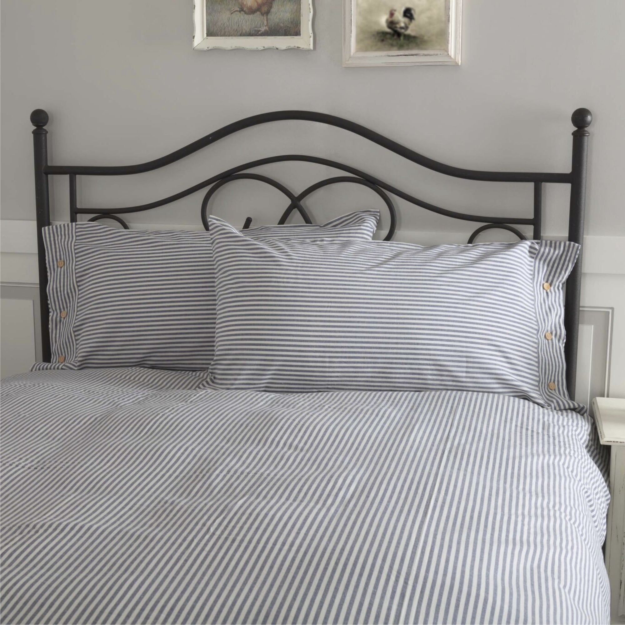 Farmhouse Ticking Blue King Sham