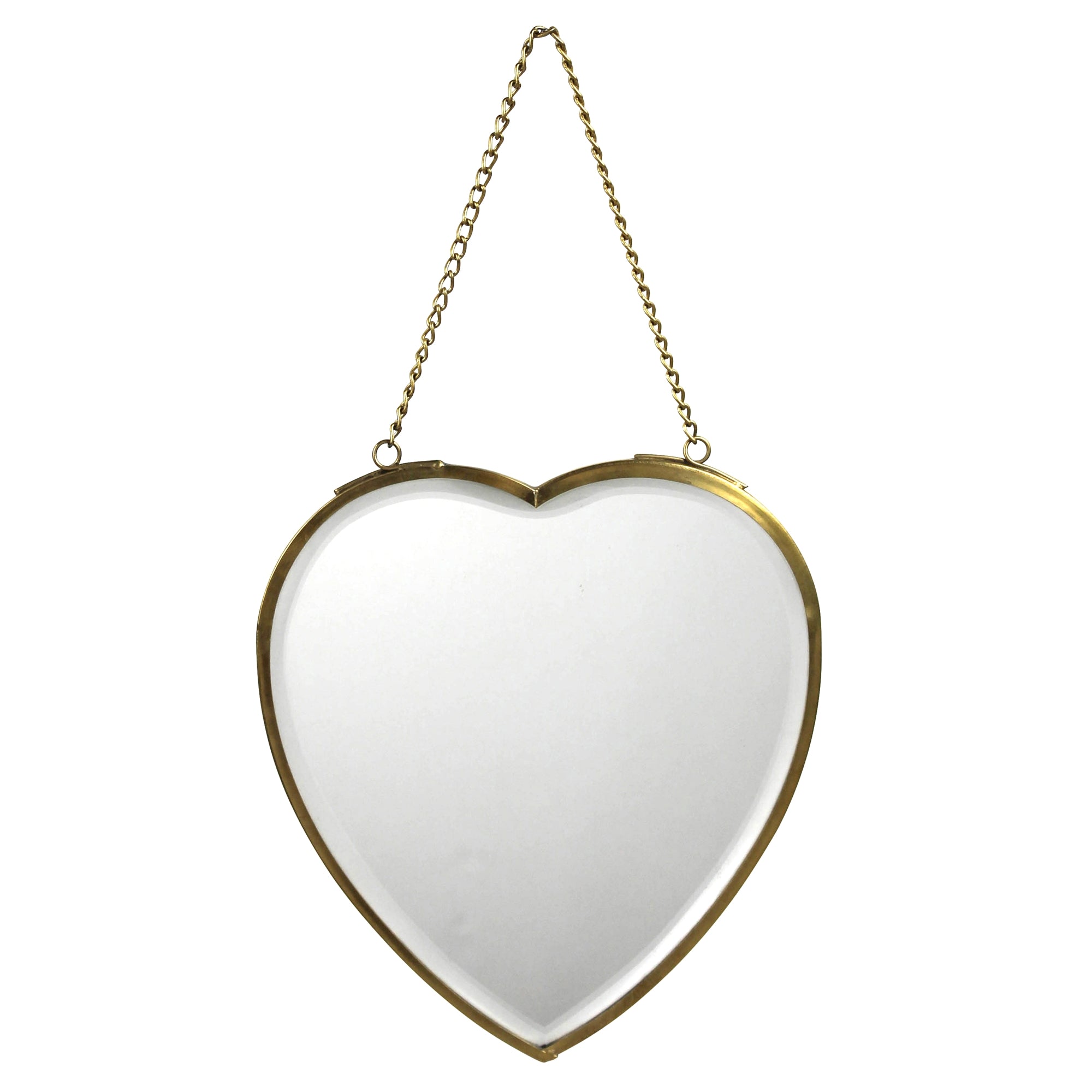 Heart Mirror on Chain, Brass