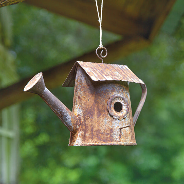 Farmstead Rust Watering Can Birdhouse