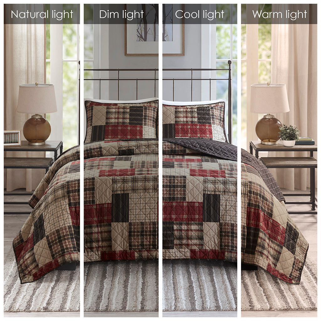 3 Piece Reversible Printed Quilt Set