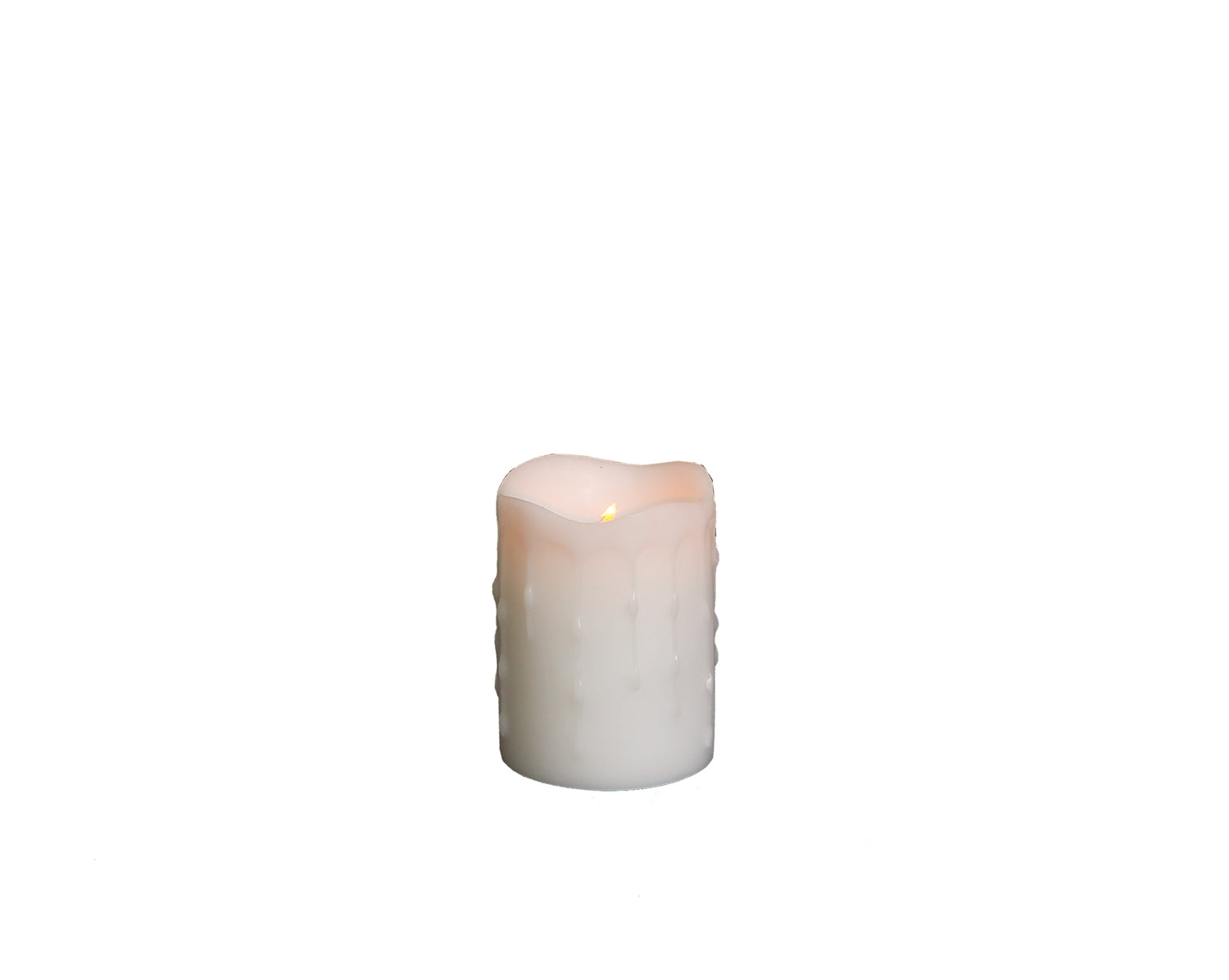LED Wax Dripping Pillar Candle w/4 and 8 Hour Timer 3"Dx4"H Wax/ (Requires 2 C Batteries, Not
