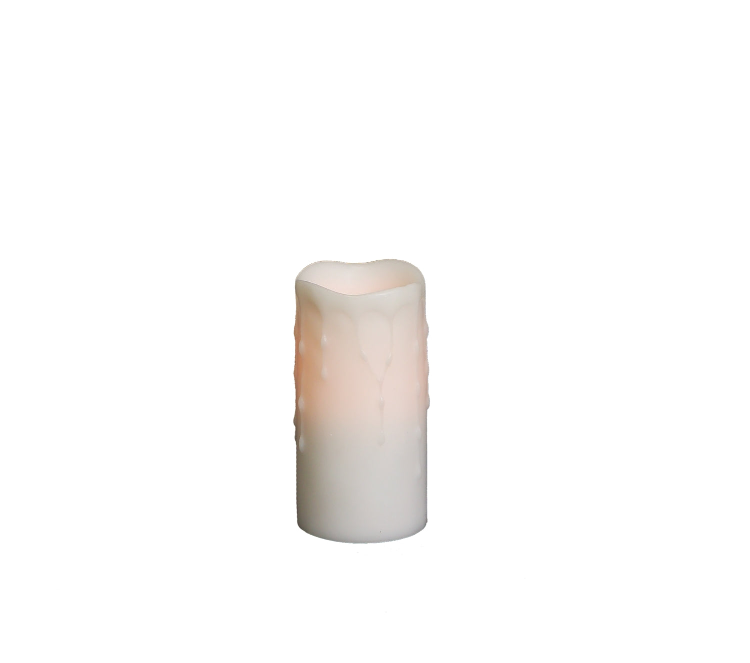 LED Wax Dripping Pillar Candle w/4 and 8 Hour Timer 3"Dx6"H Wax/ (Requires 2 C Batteries, Not