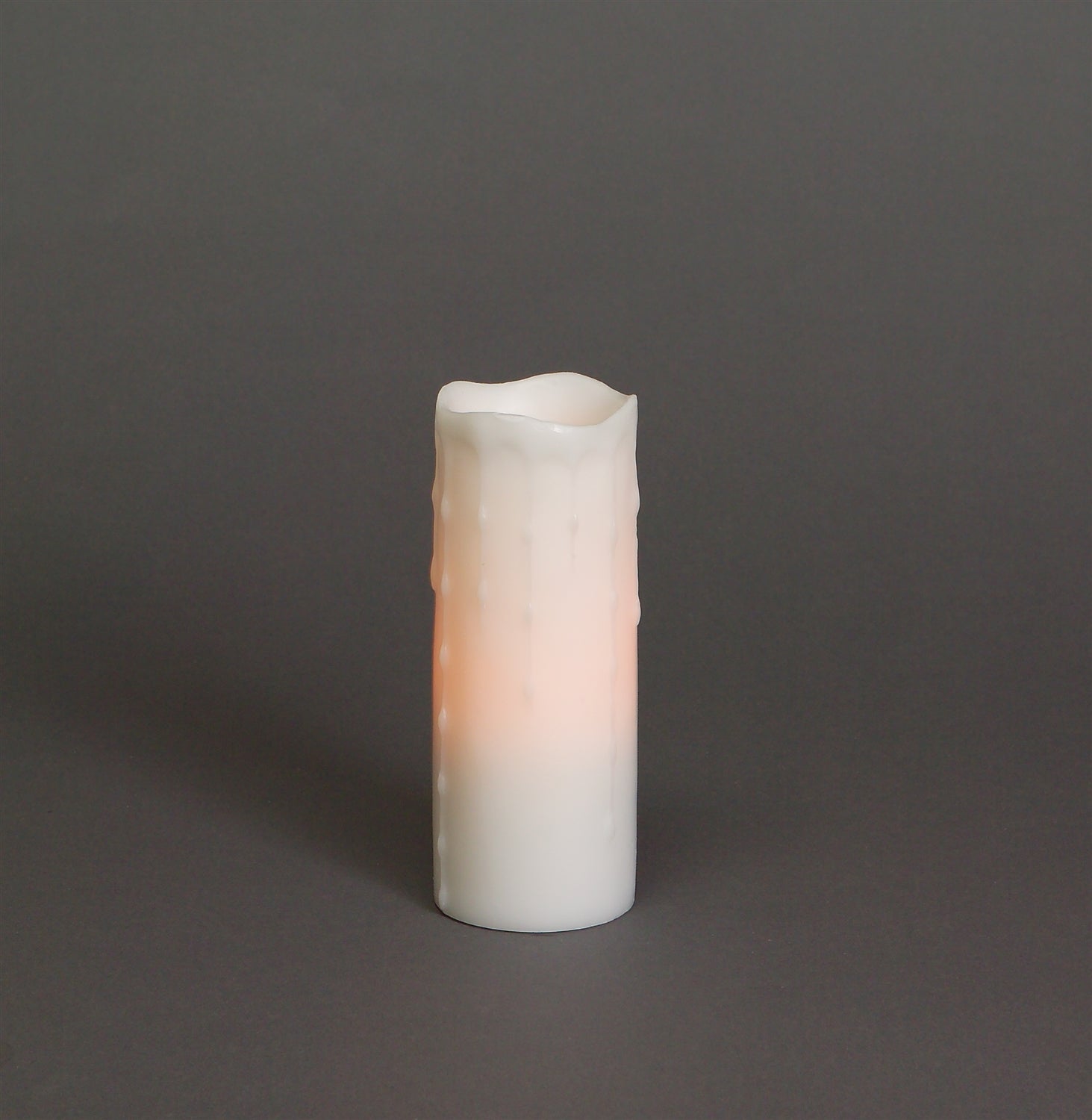 LED Wax Dripping Pillar Candle w/4 and 8 Hour Timer 3"Dx8"H Wax/ (Requires 2 AA Batteries, No