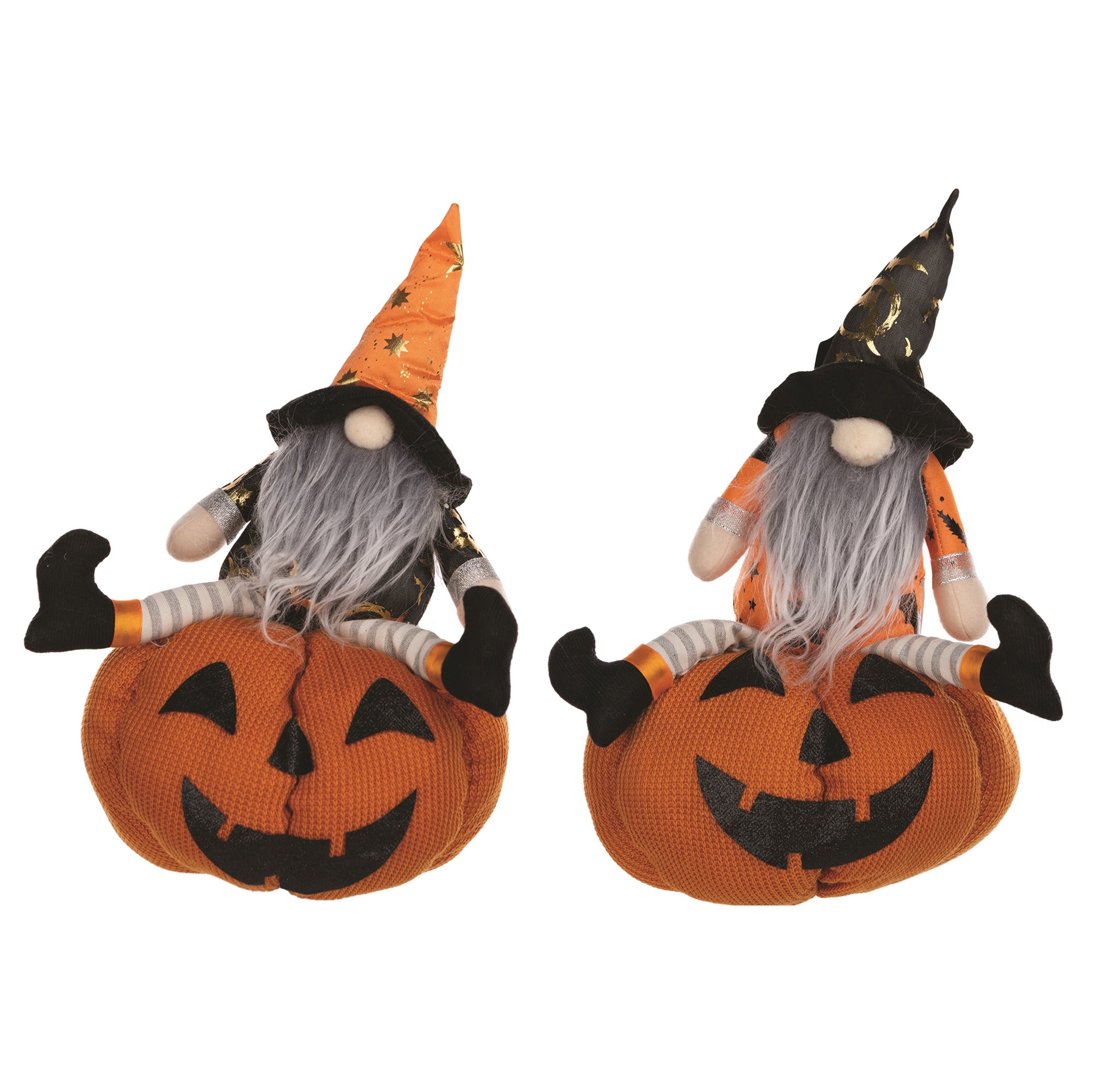 Gnome on Pumpkin (2 Asst) 14”H Fabric
