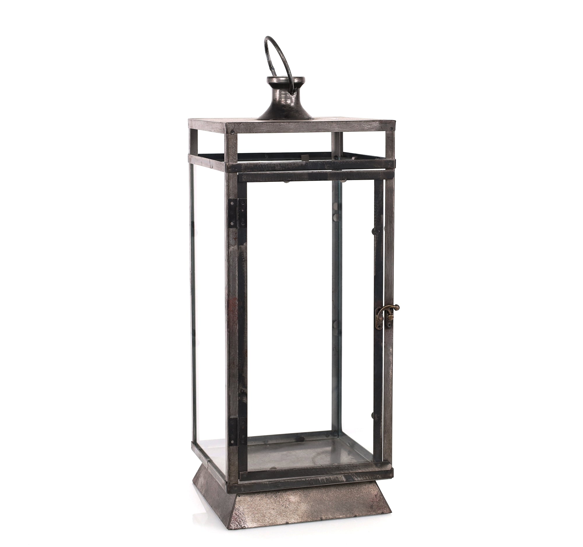 Black Metal Lantern 20.5”H Metal/Glass