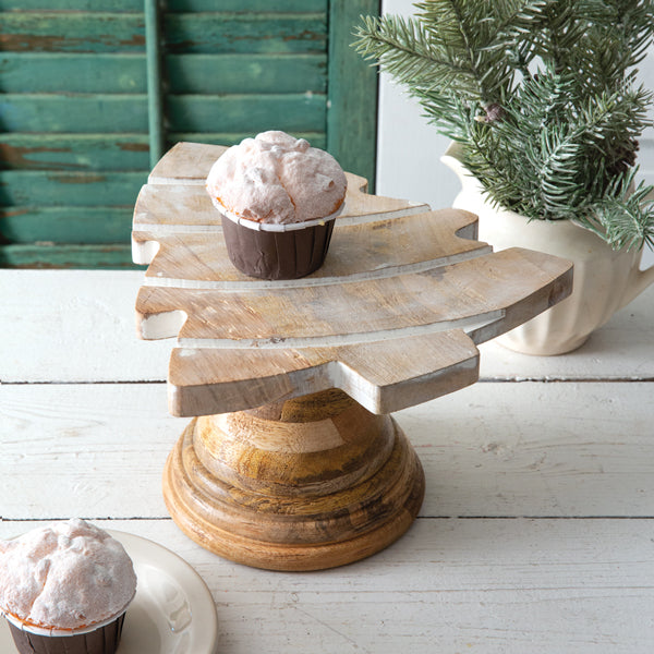 Carved Wood Tree Dessert Stand