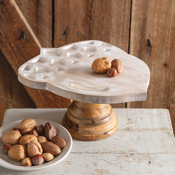 Carved Wood Acorn Dessert Stand