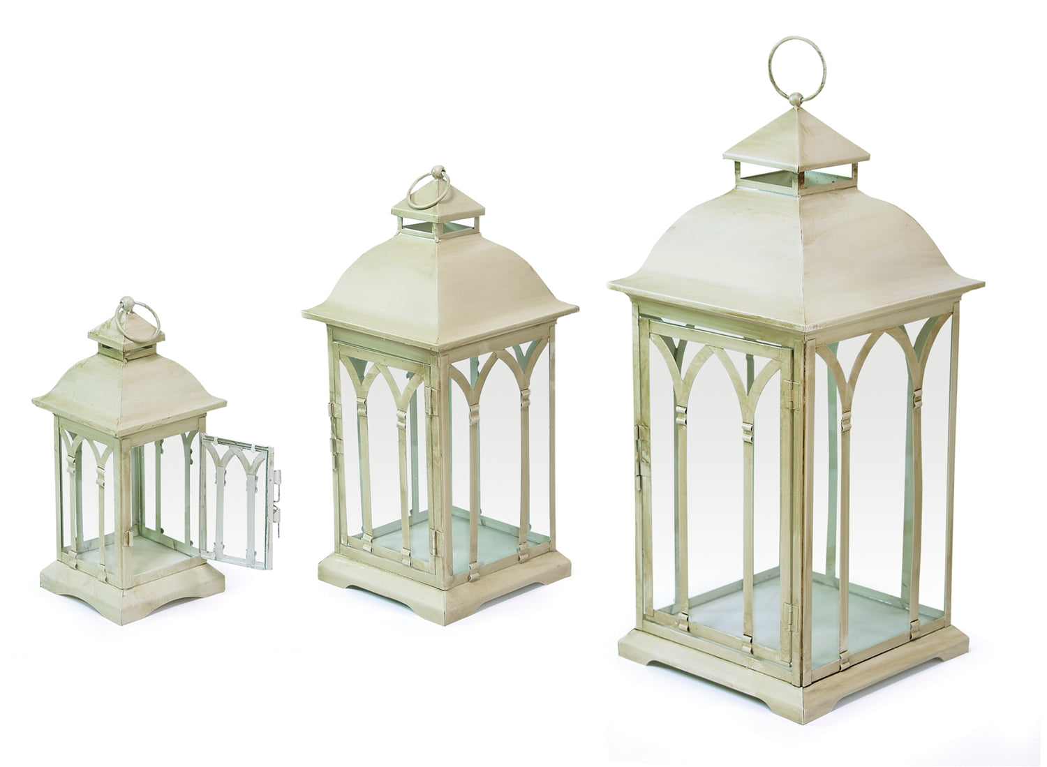 Lantern (Set of 3) 11", 16", 21"H Metal/Glass