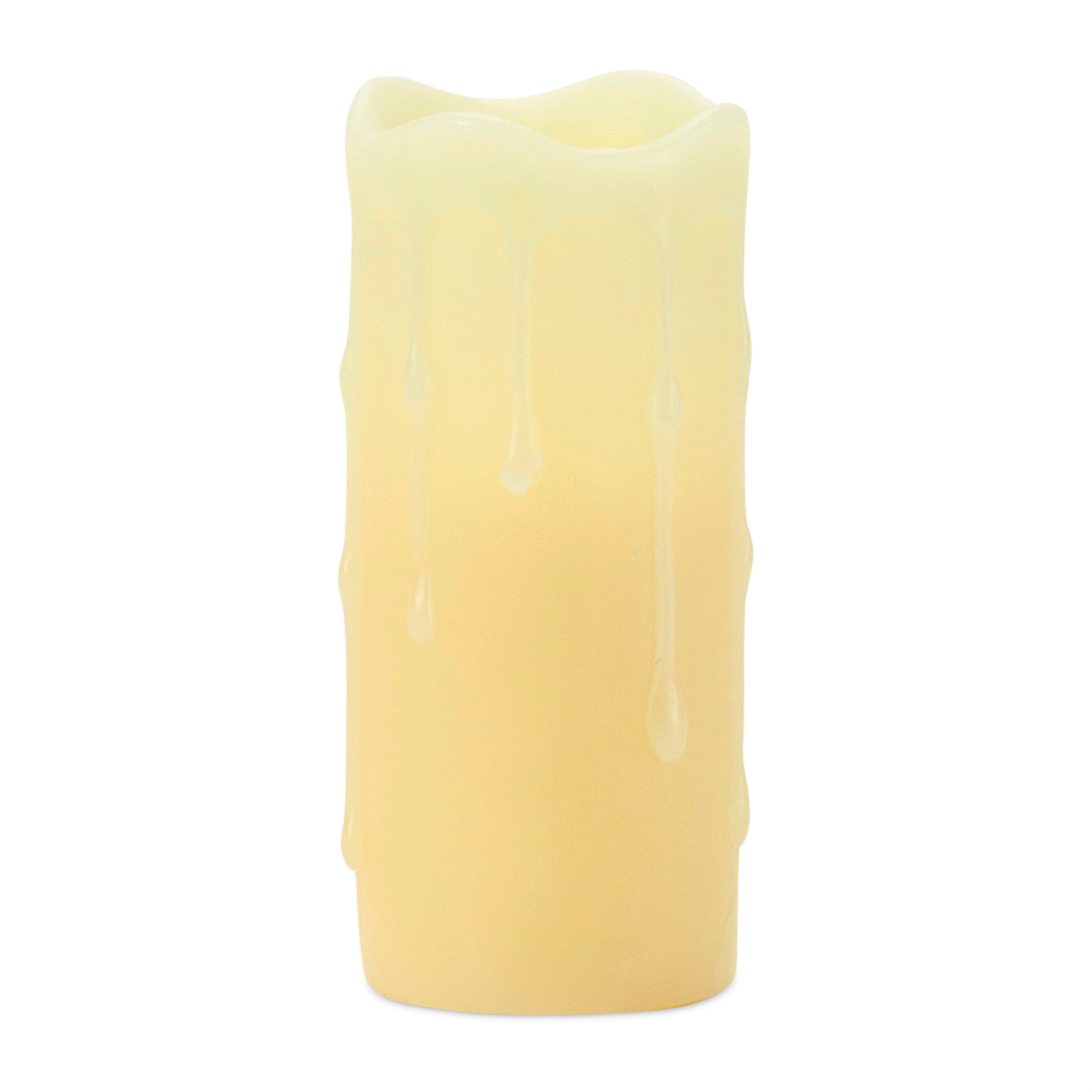 LED Wax Dripping Pillar Candle w/4 Hour Timer 1.75"Dx4"H Wax/ (Requires 2 AA Batteries, Not I