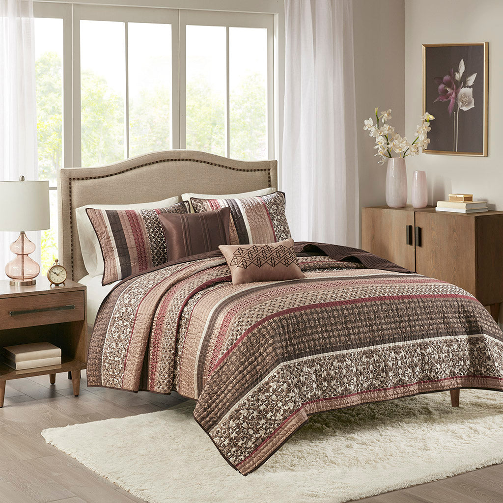 Princeton 5 Piece Reversible Jacquard Bedspread Set