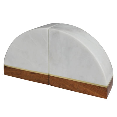 Nova Marble Bookends Pair with Wood Base