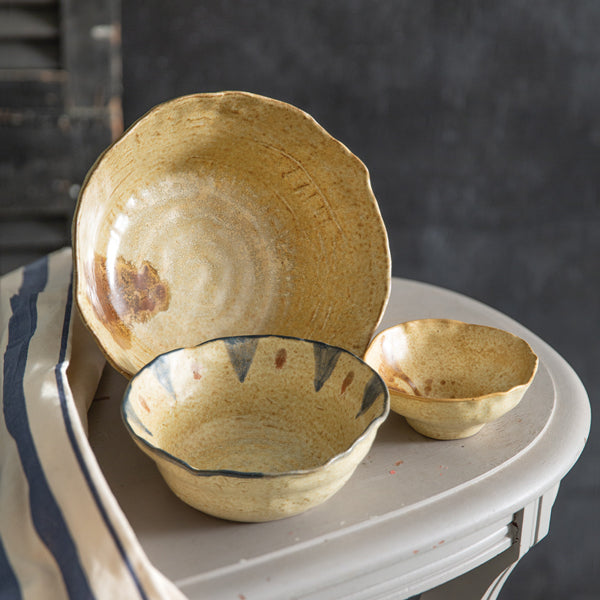Set of Three Pottery Bowls
