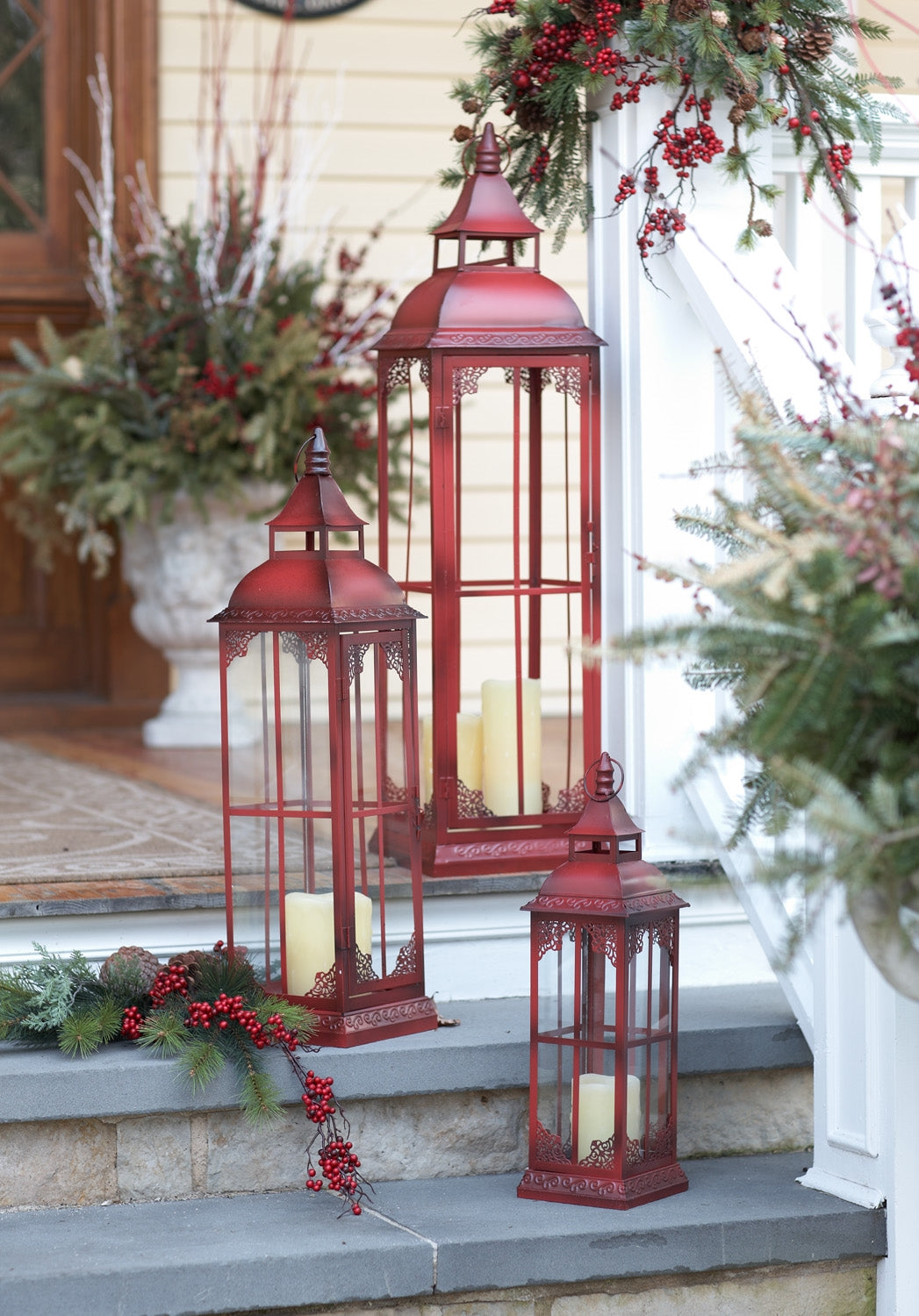 Lantern (Set of 3) 20"H, 28"H, 37"H Metal/Glass