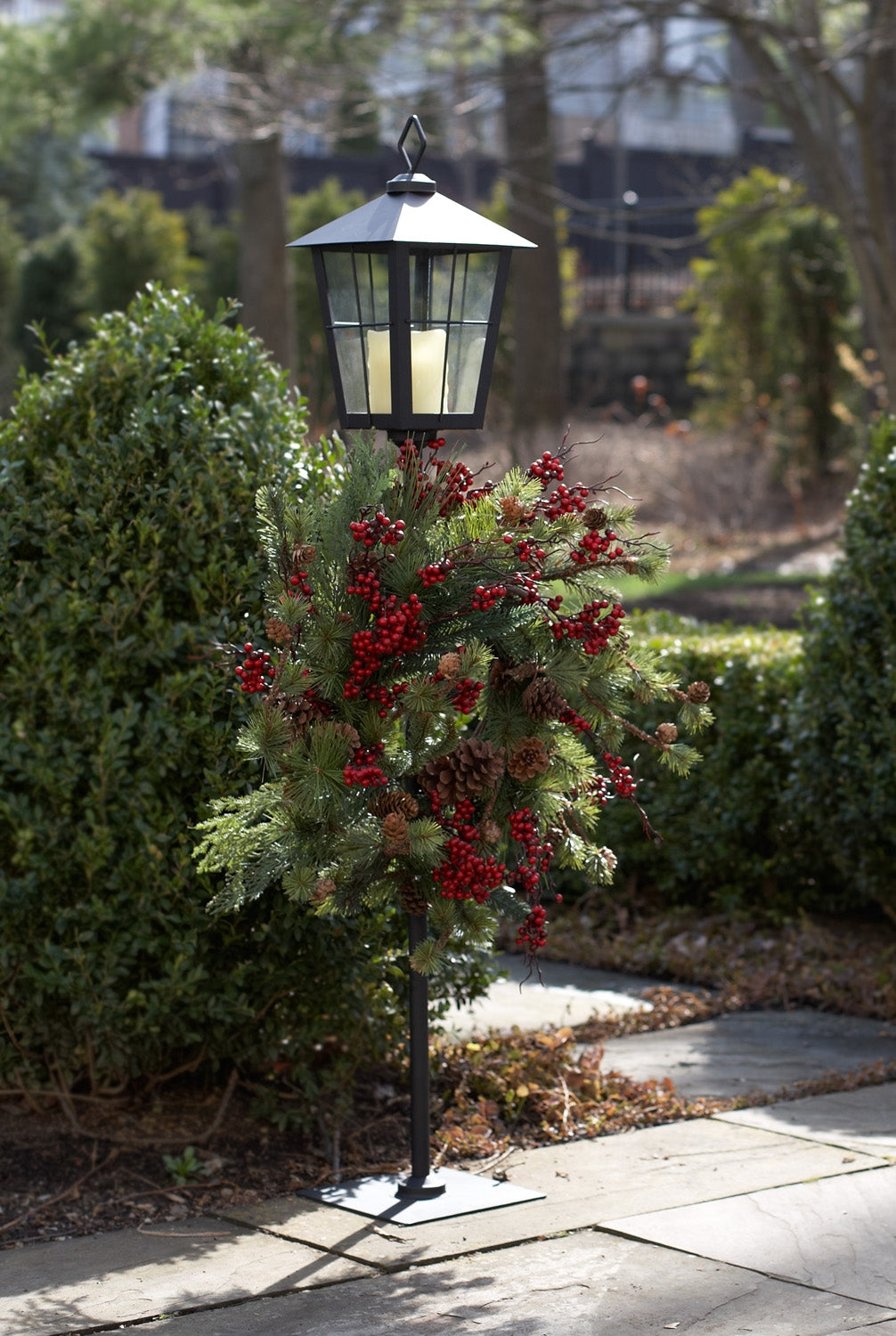 Lantern Wreath Holder 43.25”H Metal/Glass