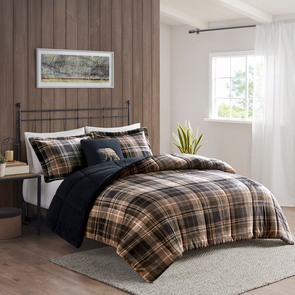 Alton Plush to Sherpa Down Alternative Comforter Set