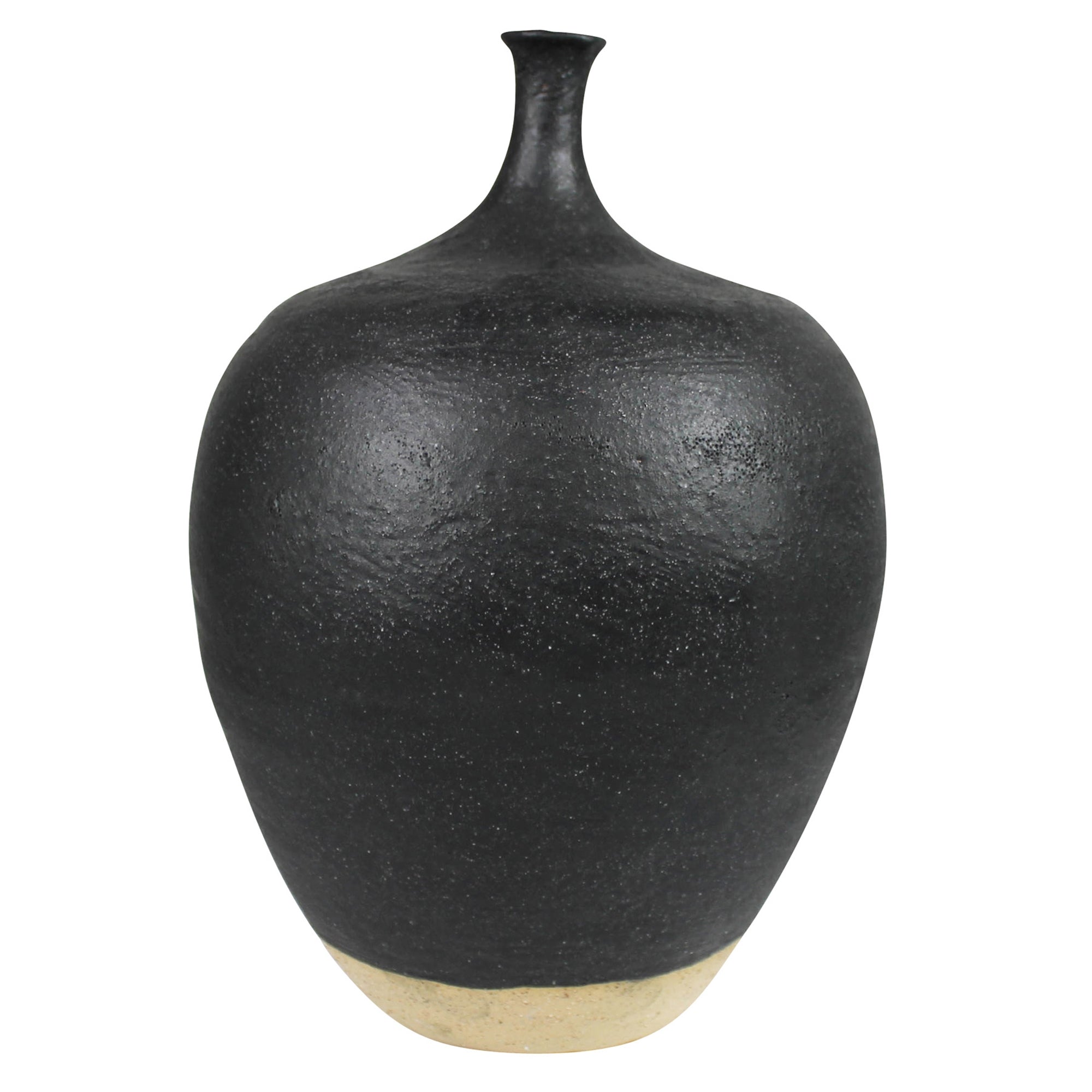 Thin Neck Vase, Ceramic, Black - Lrg