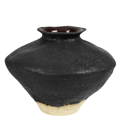 Vase with Natural Base, Black