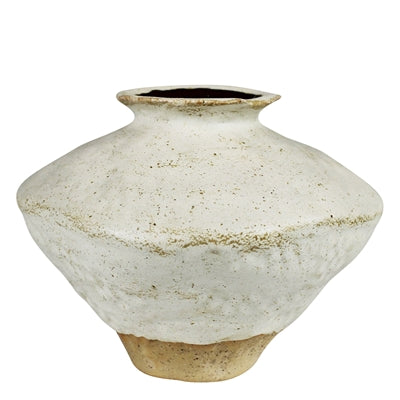 Vase with Natural Base, White
