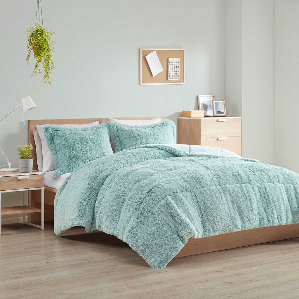 Malea Shaggy Long Fur Comforter Mini Set