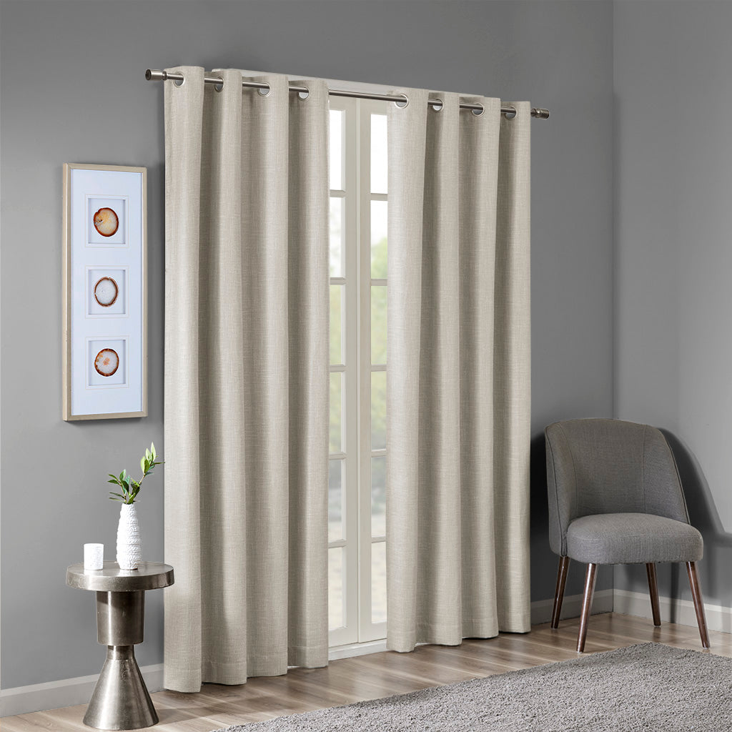 Maya Printed Heathered Blackout Grommet Top Curtain Panel