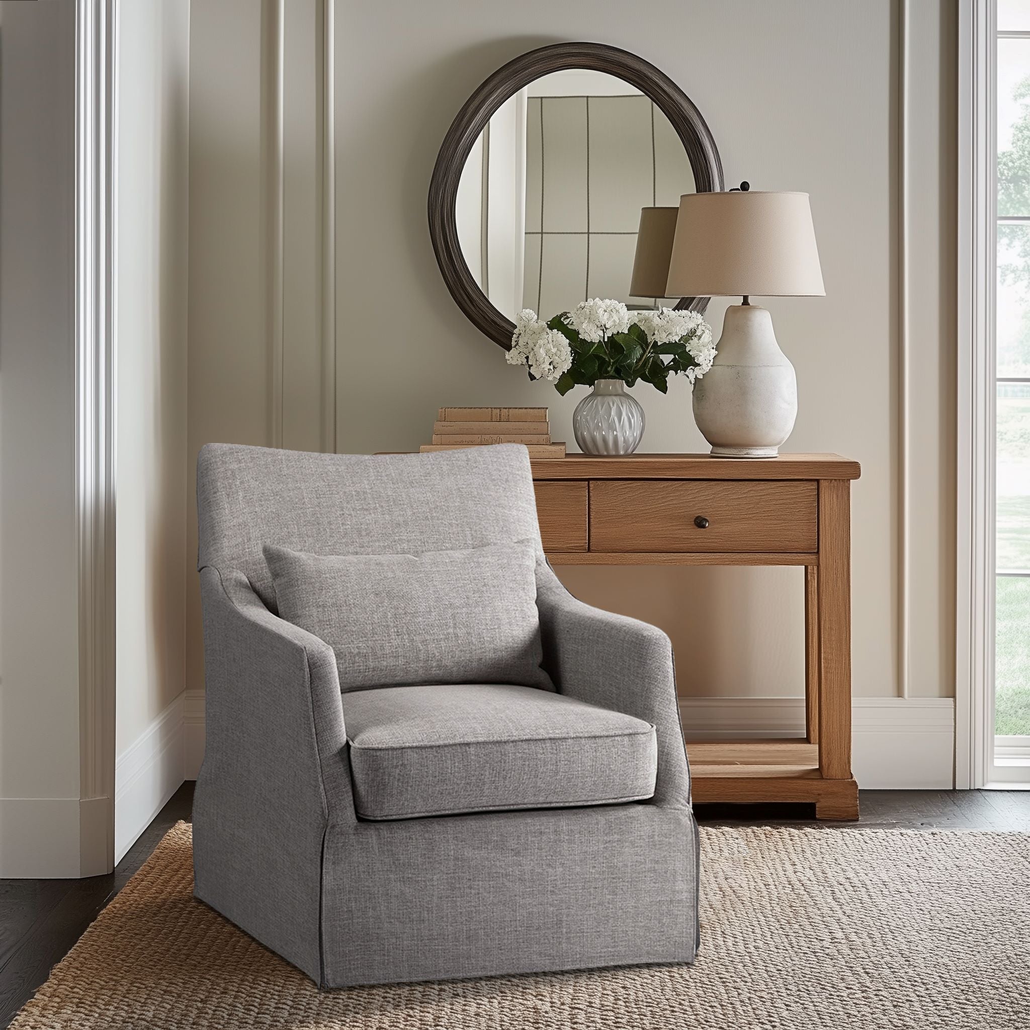 London Skirted Swivel Chair